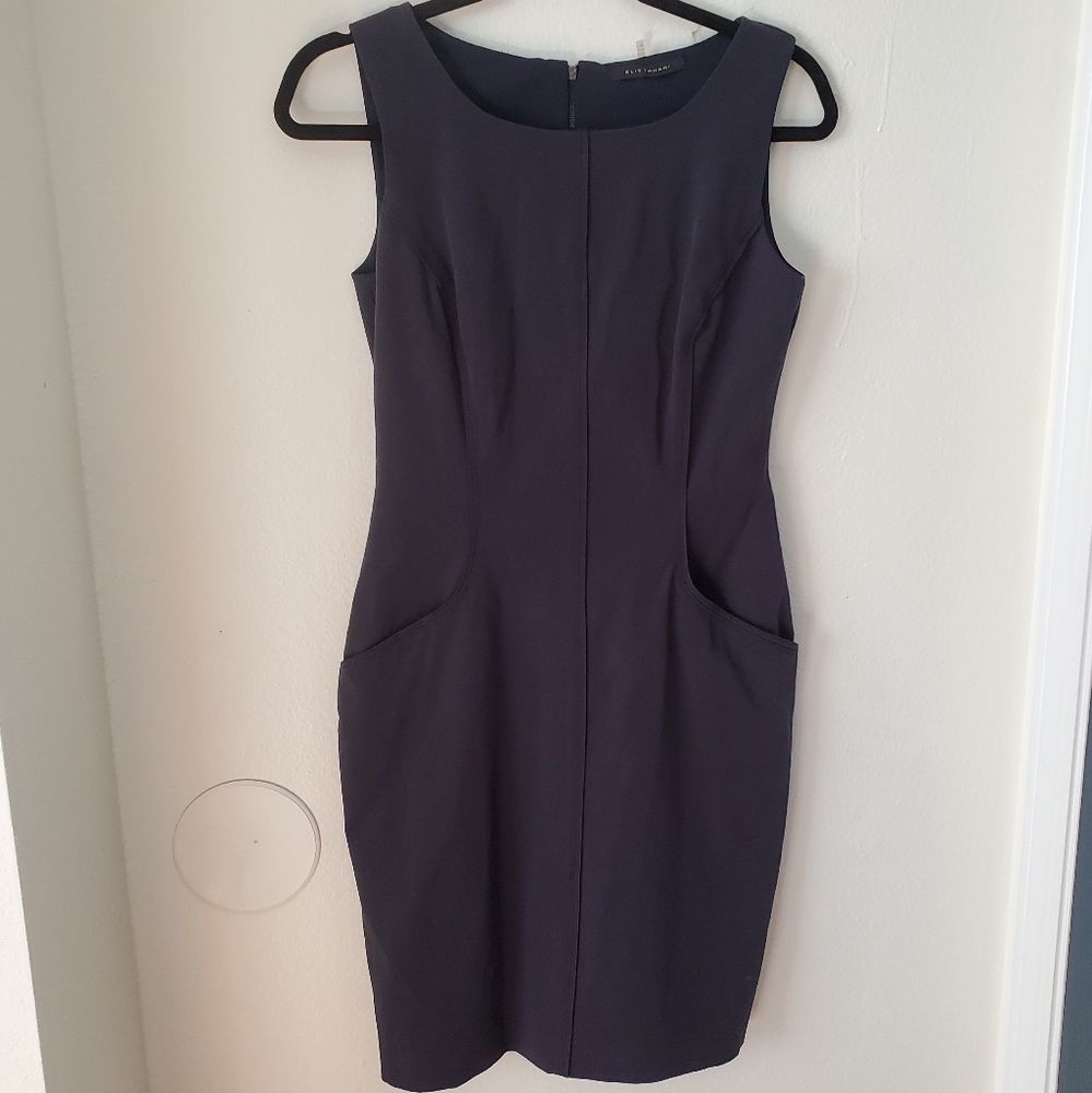 Elie Tahari navy sheath dress